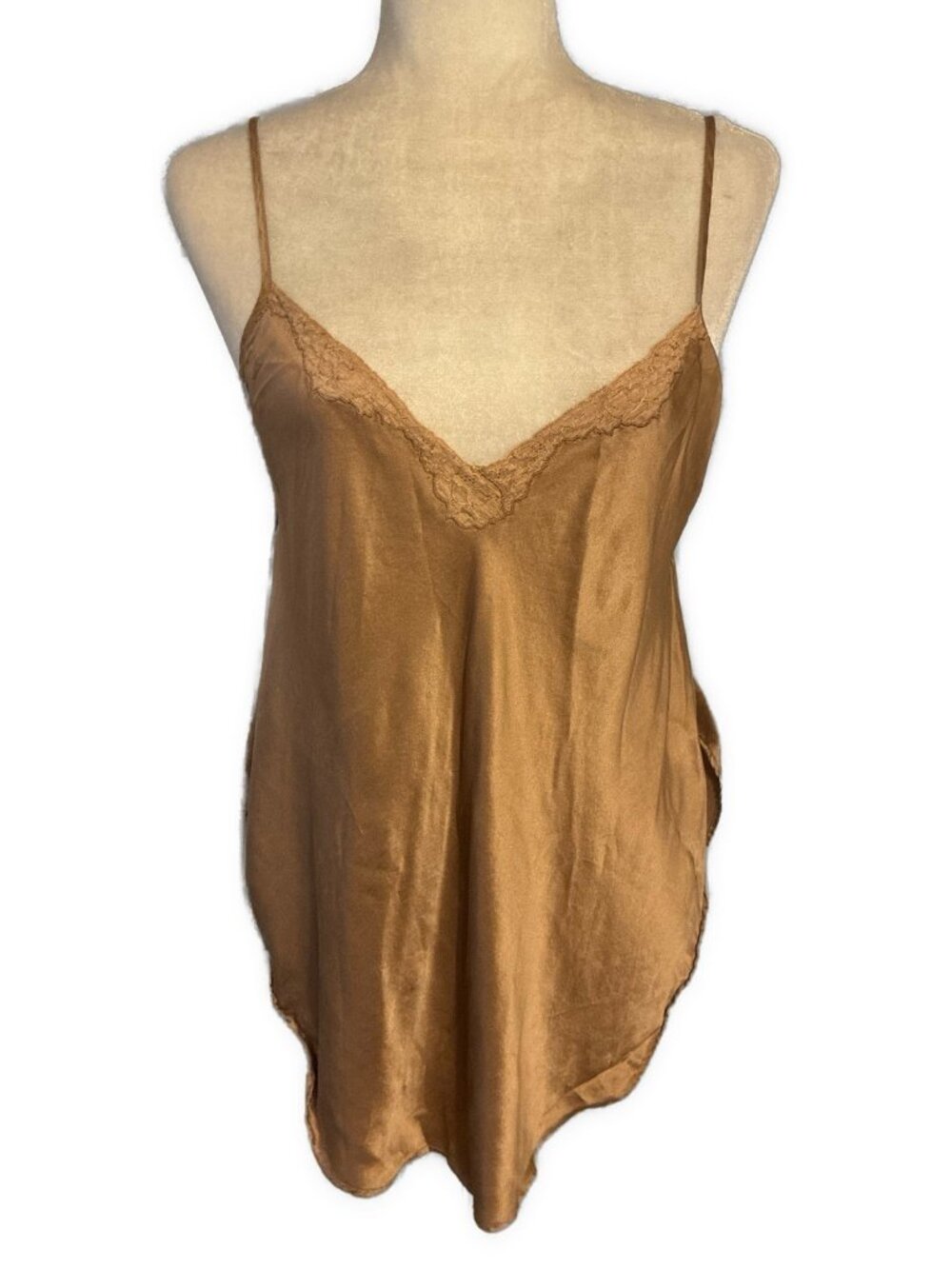 mes demoiselles paris silk cami tank lace tan beige Tank Top 40 8 Medium